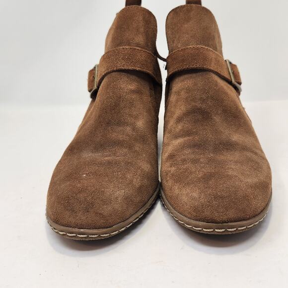 Franco Sarto Womens Anita Brown Suede Wedge Ankle Boots Booties Size 8 M Zipper - Picture 3 of 9
